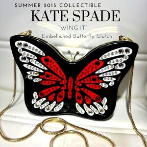 RARE Kate Spade 2015 Wing It Embellished Butterfly clutch/crossbody EUC